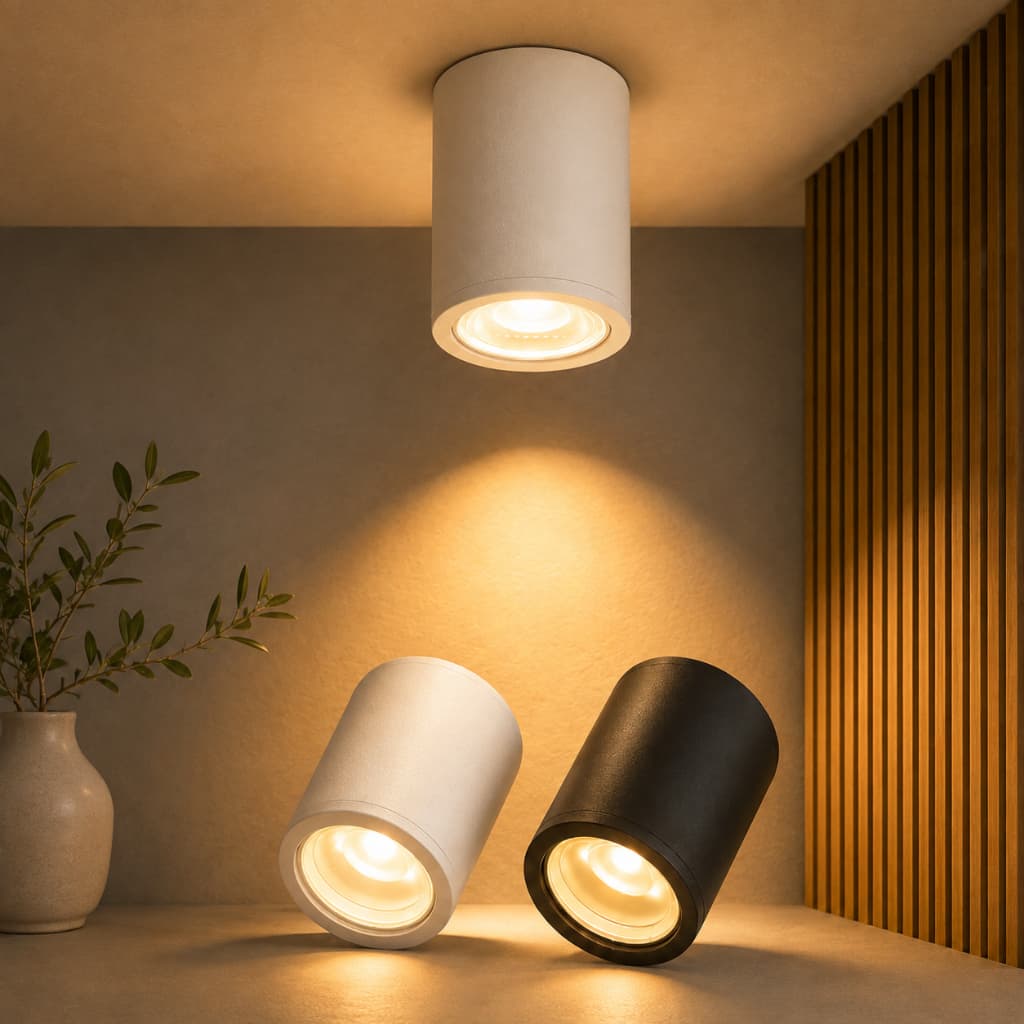 Luminária Spot Sobrepor LED 3W 3000K Luz Quente Branco ou Preto Luminária de Teto