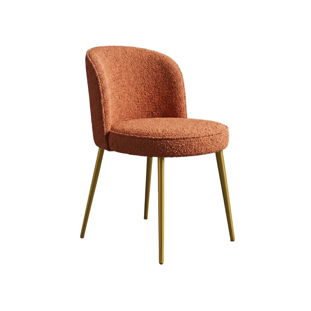 Cadeira Jantar Organica Elegance Boucle Terracota Pes Dourado