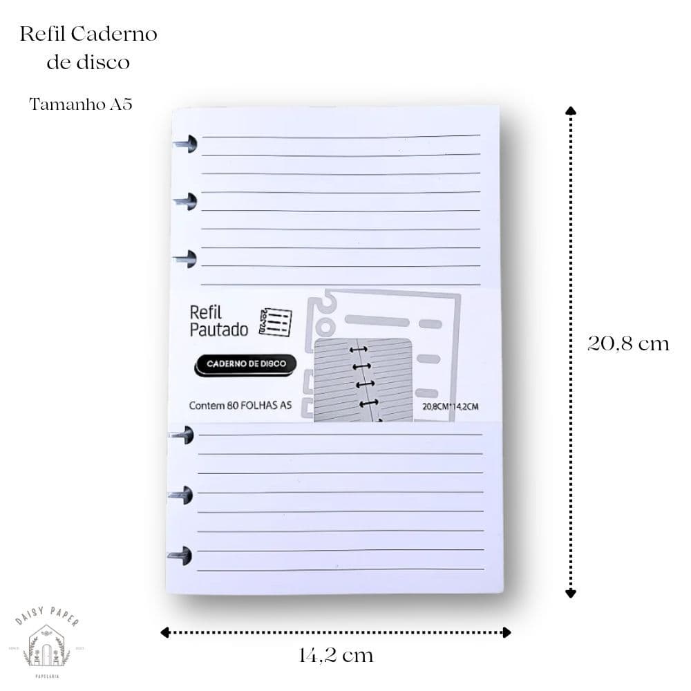 Refil Pautado Caderno Discos A5 80 folhas