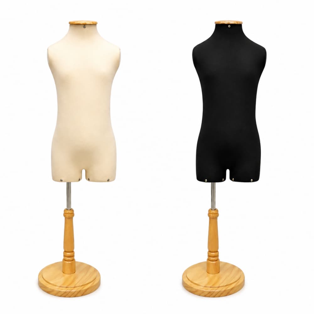 1 Busto Manequim Infantil Meia Perna Loja Vitrine expositor forrado kids pedestal madeira