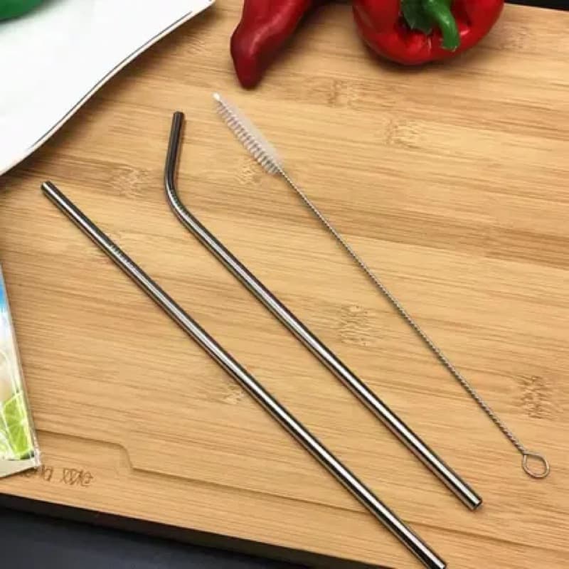 Combo 02 Canudos Inox Com Escova Ecológico Reutilizáveis Sustentáveis