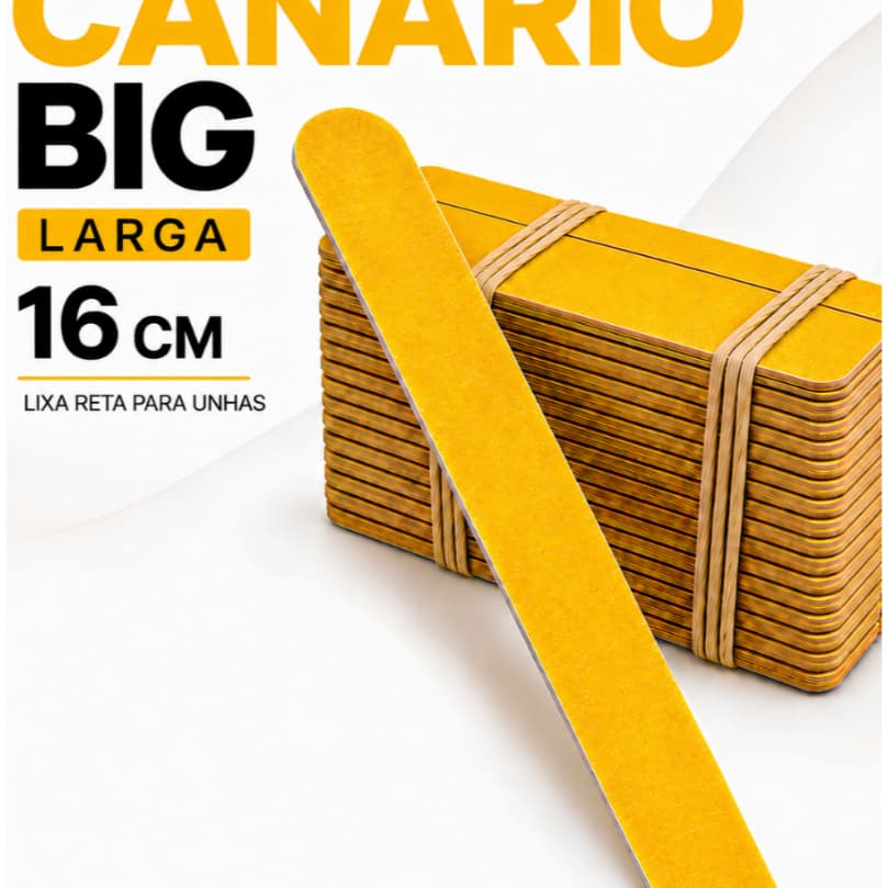 Lixa Big Larga Canário Amarela Dupla Face 100/180 para Manicure e Pedicure Clinica de Estetica 12, 24, 72, 144 Unidades