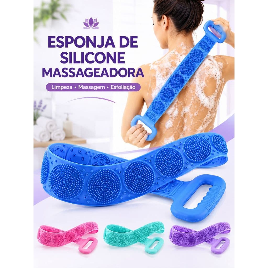 Esponja Silicone Massageadora Escova Banho Lava Corpo Todo Bucha Esfoliação