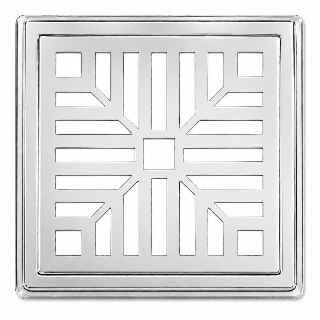 Ralo Grelha Quadrada Concava 15x15 AC Grelhas  Alumínio Polido