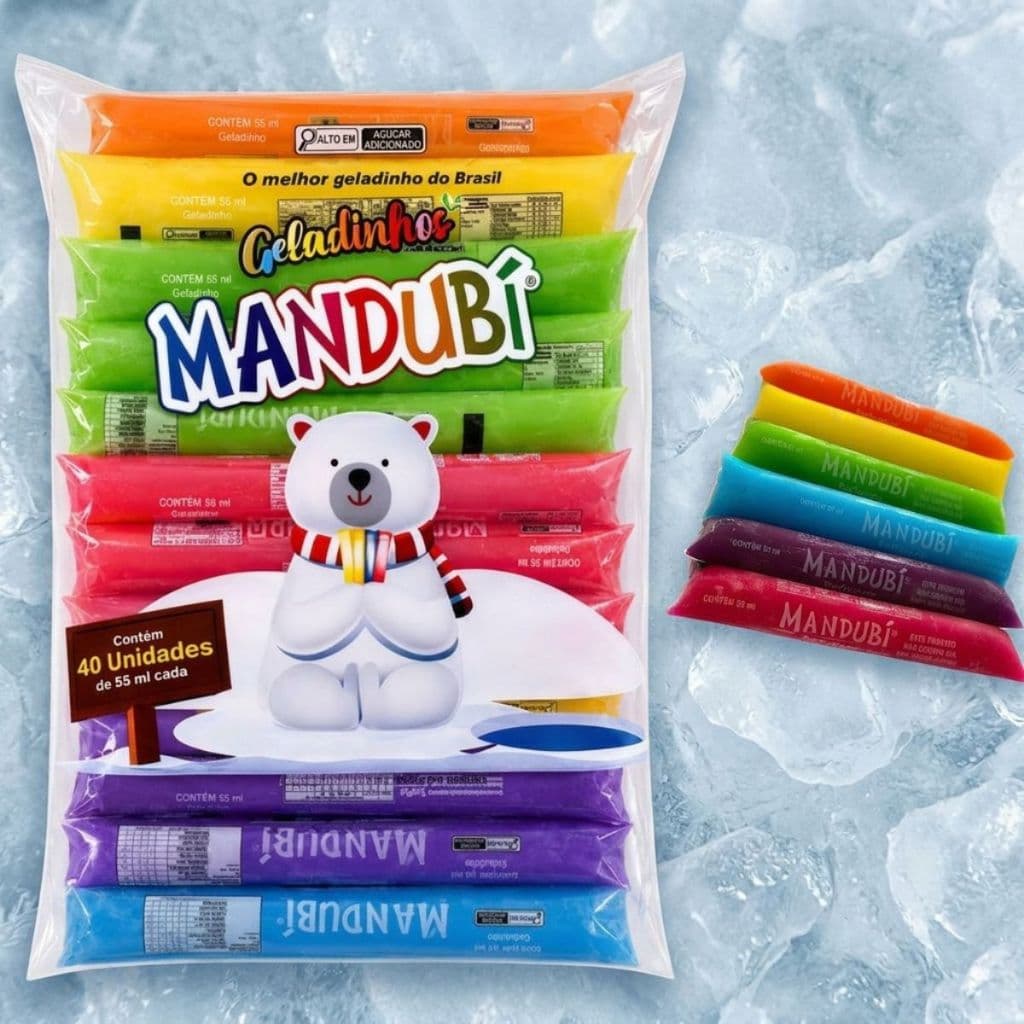 Geladinho Chup Chup Sacolé Embalagem C/40 Unid 55ml Cada Gelinho 2,2kg Diversos Sabores Mandubí