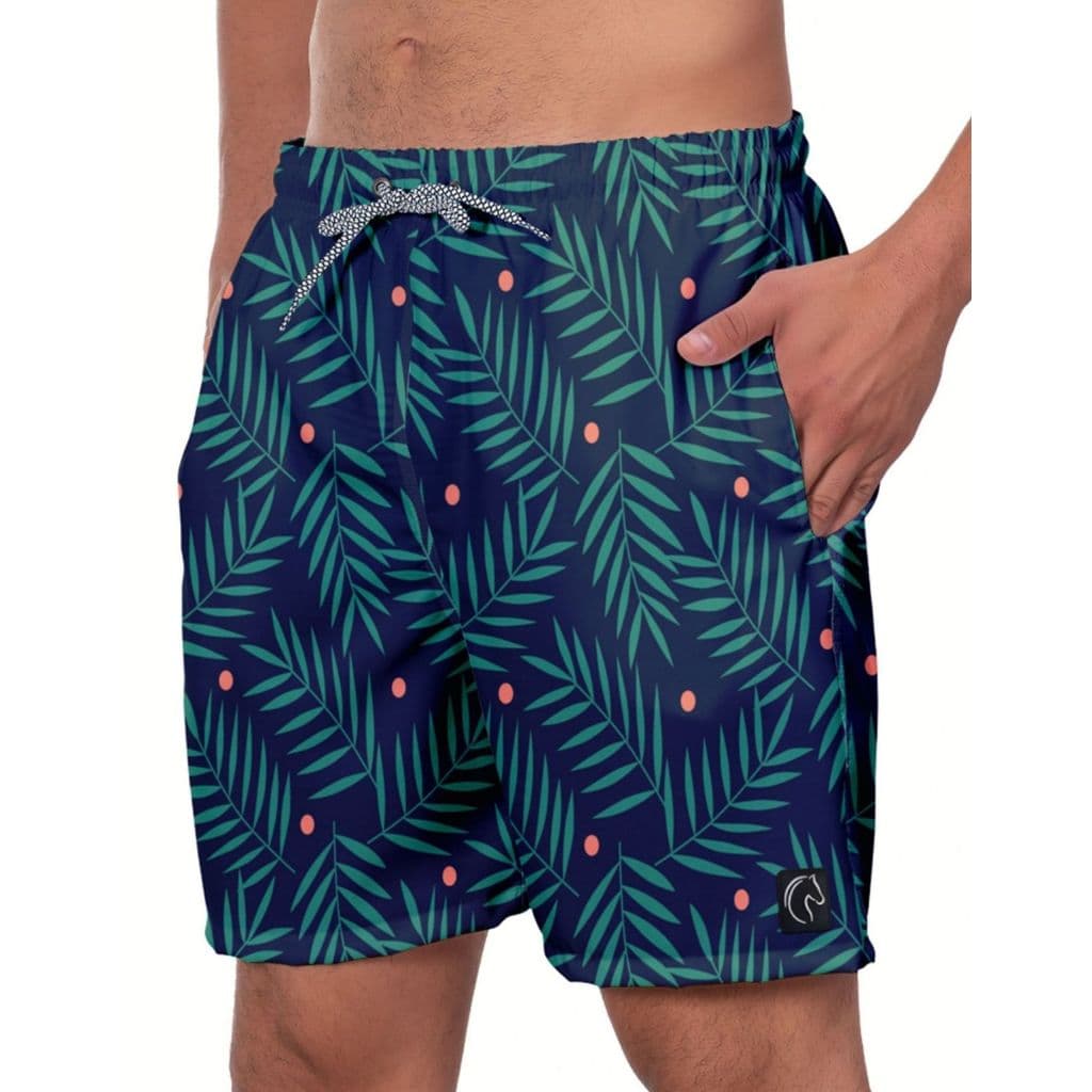 Short Masculino Estampado Samambaia Casual Moda Praia Verão Caminhada Esportivo
