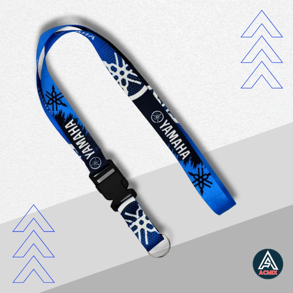 Cordão Pescoço Moto Yamaha com Engate Rápido Chaveiro Azul