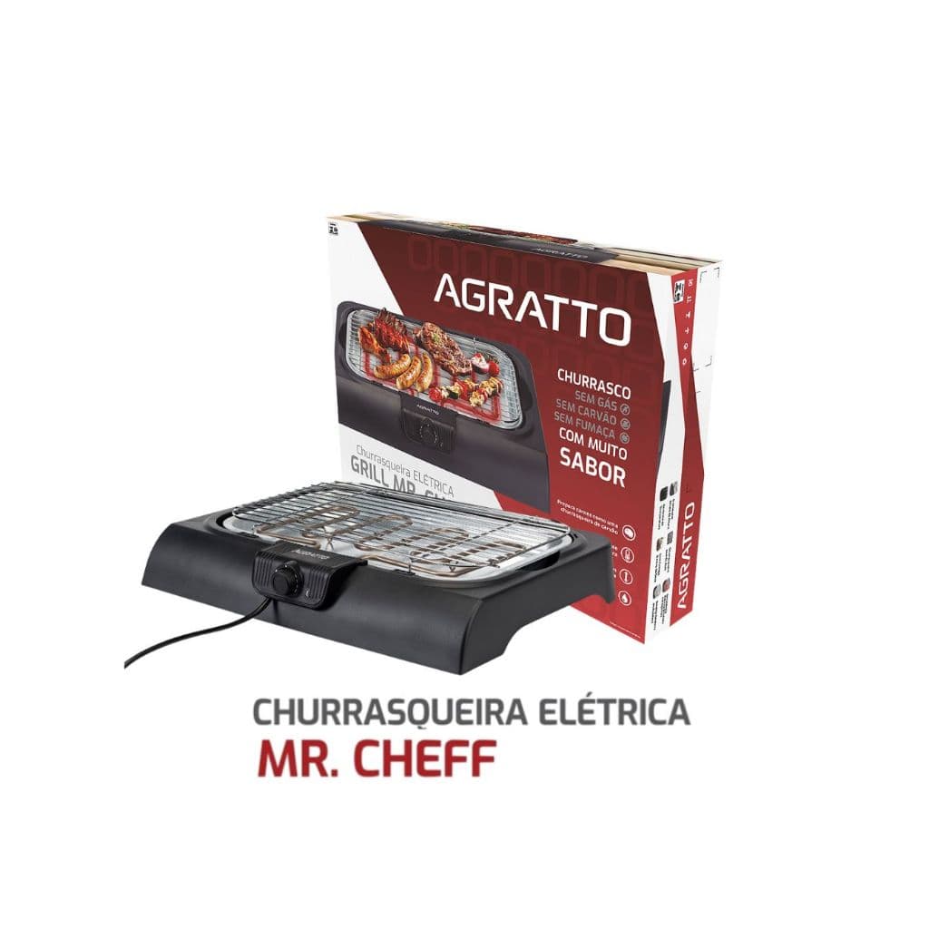 CHURRASQUEIRA ELÉTRICA 127V PORTÁTIL MR. CHEFF CH2 - AGRATTO COM 1 ANO DE GARANTIA