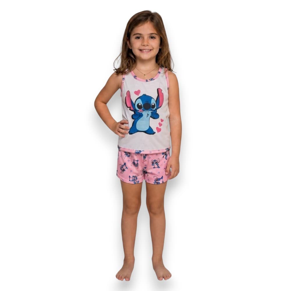 Pijama Infantil Menina Regata Short Malha Roupa de Dormir Verão
