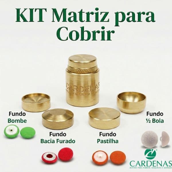 Kit Matriz para Cobrir Botões Bombê, Meia Bola, Pastilha e Bacia Furada