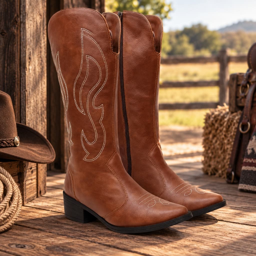 Bota Country Texana Cano Longo Bordada Western Cowboy Rodeio Sertanejo Cavalgada