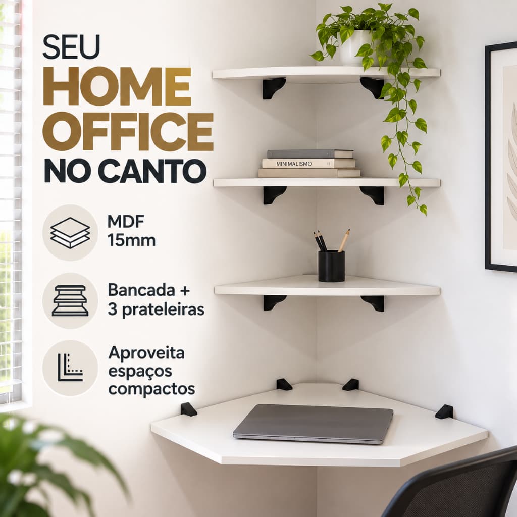 Kit Mesa de Estudo Suspensa com 3 Prateleiras em MDF 15mm para Quarto de Menina, Escrivaninha de Parede Compacta com Nic