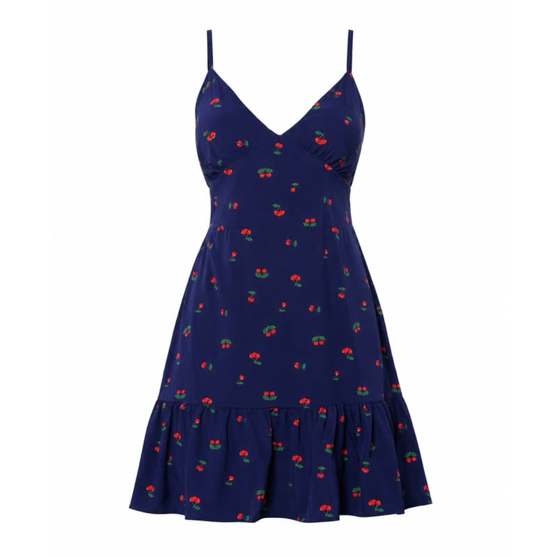 Vestido Estampa Cereja Vestido Curto Para Dias Quentes