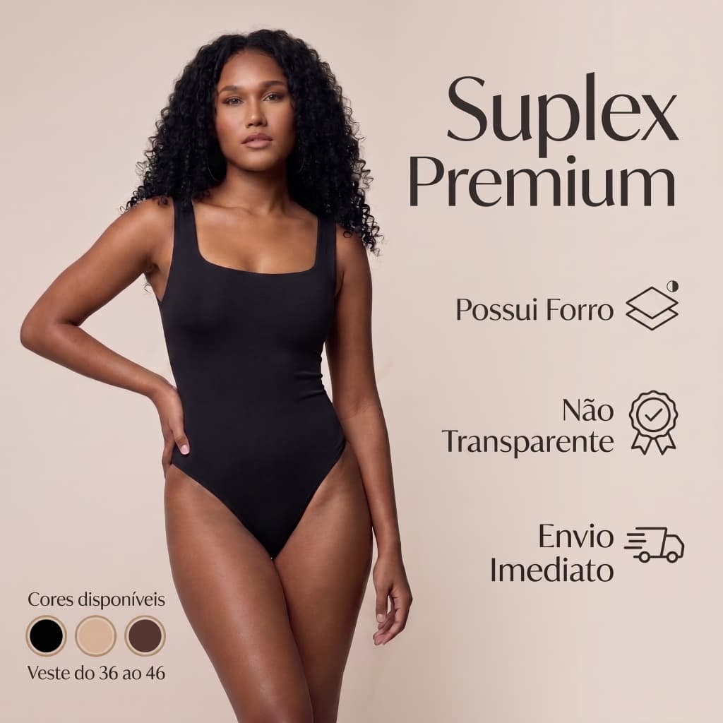 Body Feminino Regata Alça Grossa Decote Quadrado Forrado Microfibra Premium Suplex Bori Bory Não Transparente P M G GG
