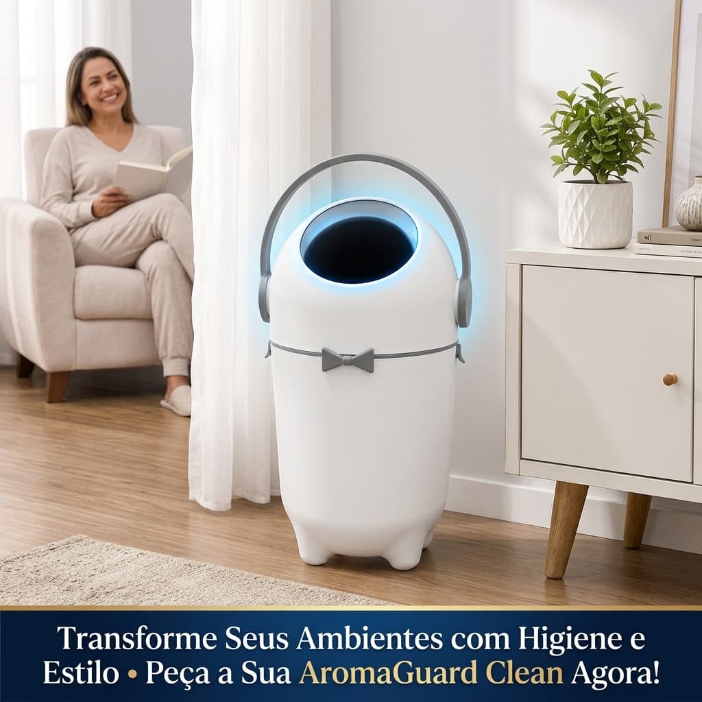 Lixeira Antiodor 10 Litros Aroma Guard Clean Tampa Giratória Banheiro Quarto Cozinha