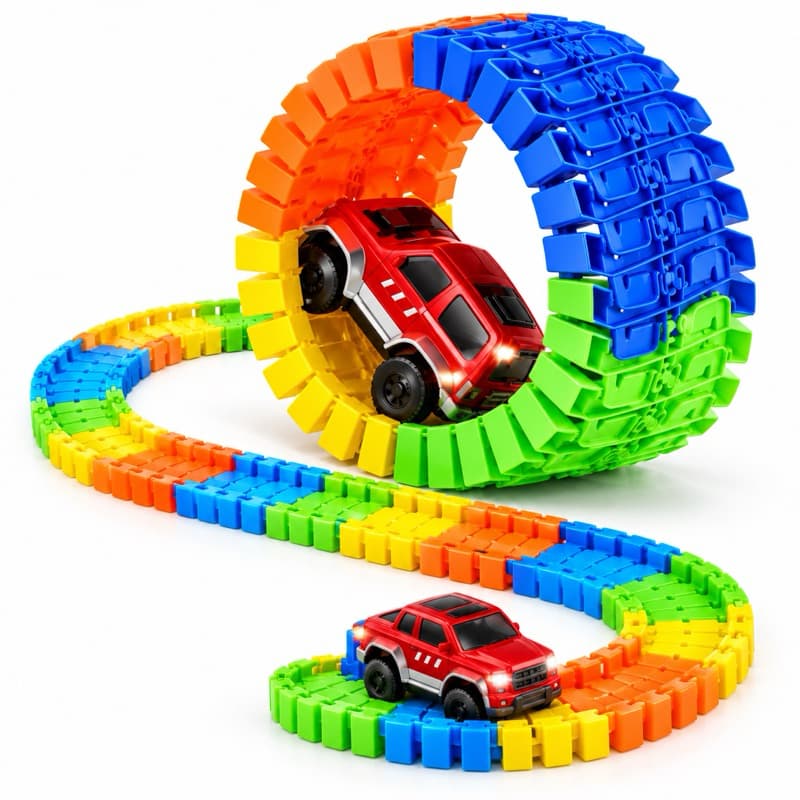 Brinquedo Pista Trilha Maluca Mágica Infantil Brinquedo Colorido Loop Carrinho Com Luz