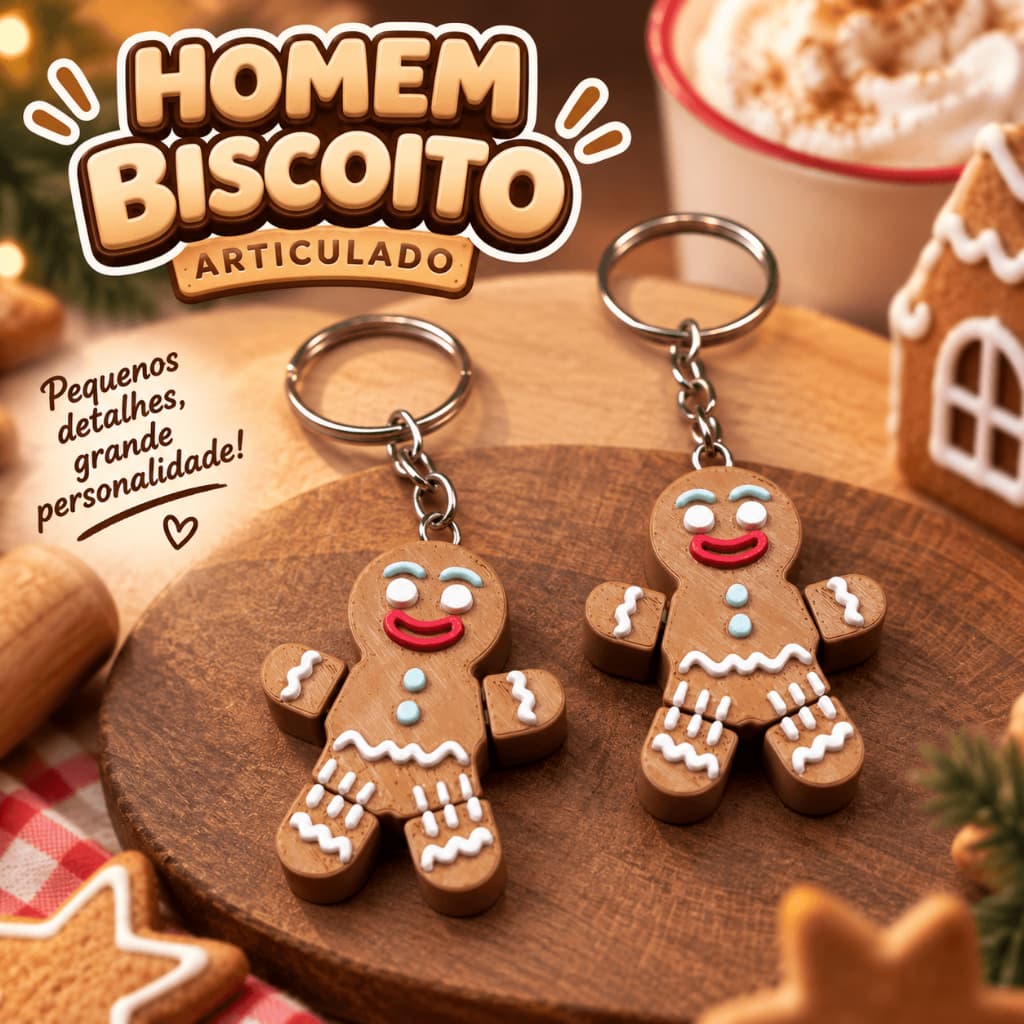 Chaveiro Homem Biscoito Shrek Articulado Gingerbread Fofo Presente