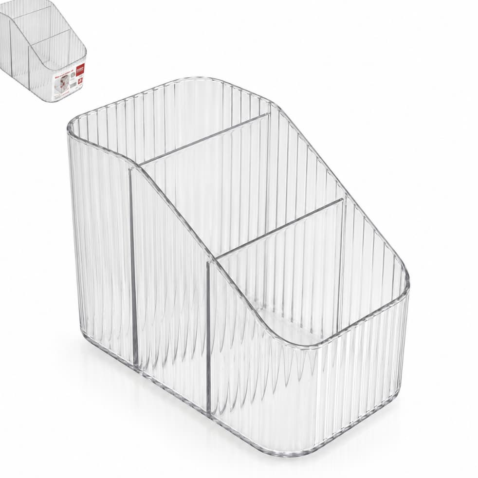 Organizador de Maquiagem Transparente com 3 Divisórias Porta Cosméticos Multiuso