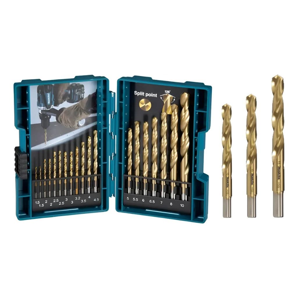 Jogo Brocas Makita Titânio Kit 22 Pcs 1,5mm A 13mm Original Jogo Brocas Makita Titânio Kit 22 Pcs 1,5mm A 13mm Original