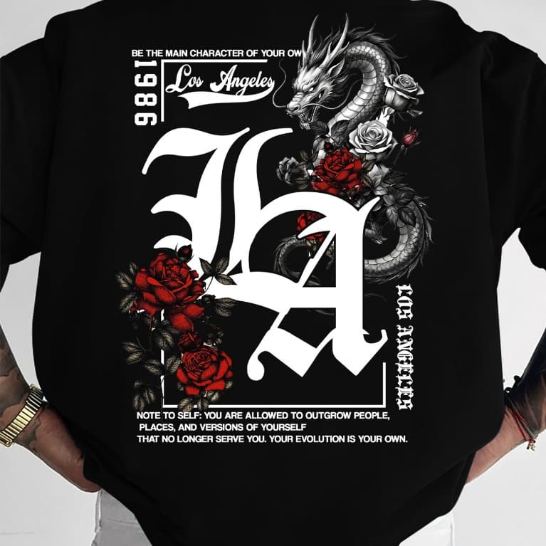 Camiseta 100% Masculina Temática Dragão Elementos Sombrios envio Rapido Oversized