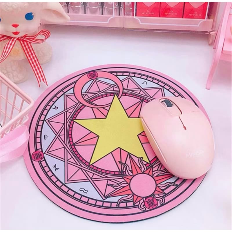 Mouse Pad Redondo Sakura Cardcaptor 20x20cm com Base Antiderrapante