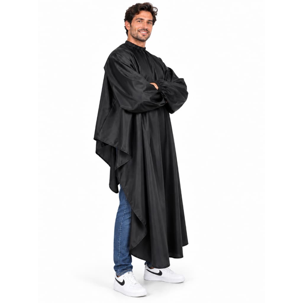 Capa de Corte Extra Grande Manga Longa Preta Profissional Salão de Beleza e Barbearia
