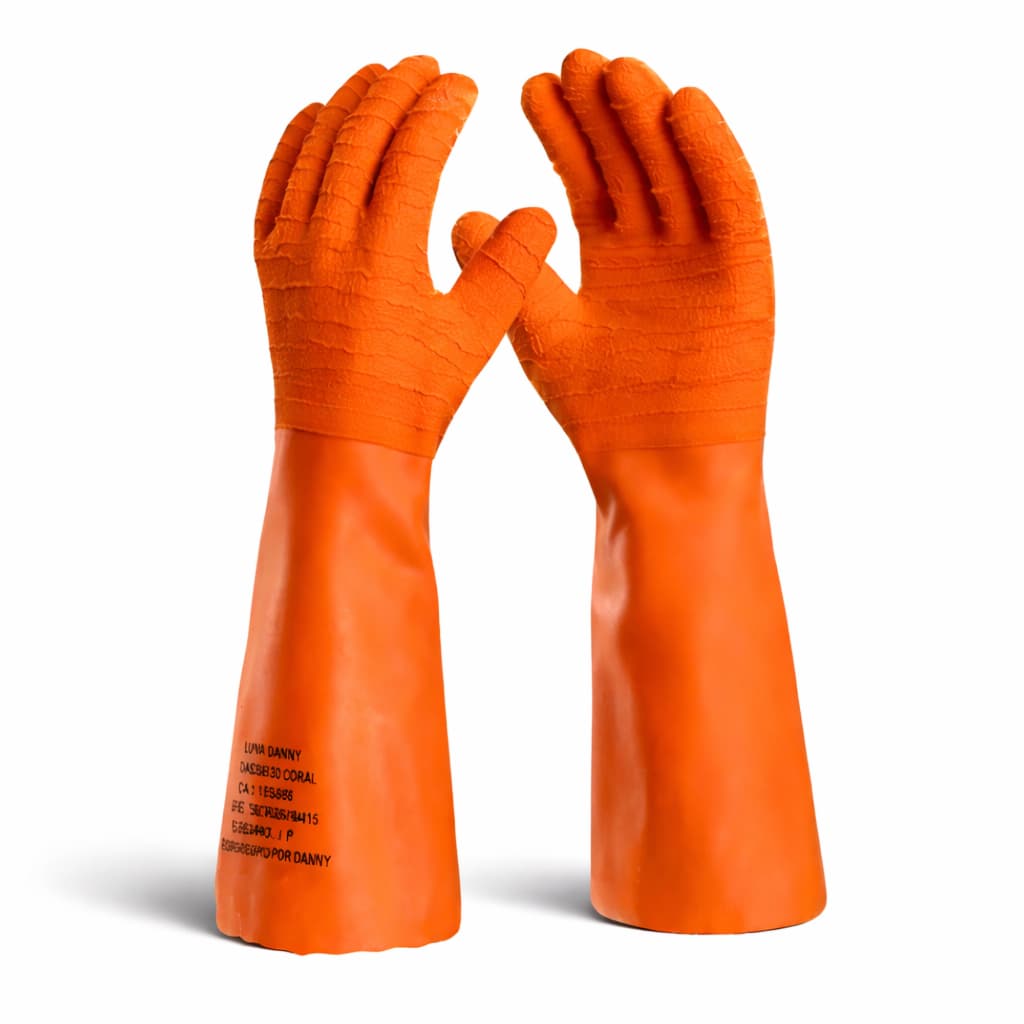 Luva Coral Térmica Alta Temperatura 250ºC Impermeável Manuseio Frango Assado Produtos Quimicos Vidro