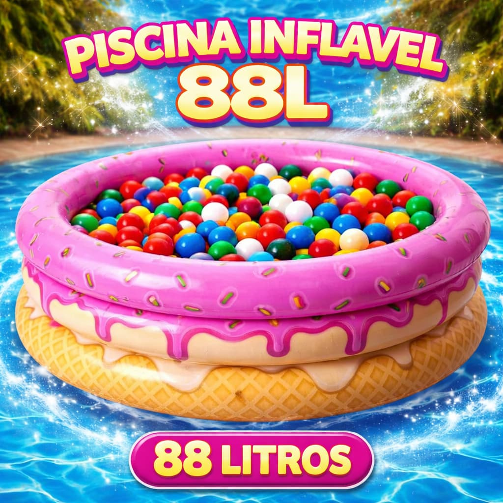 Piscina Infantil Inflável 88 Litros Redonda 3 anéis