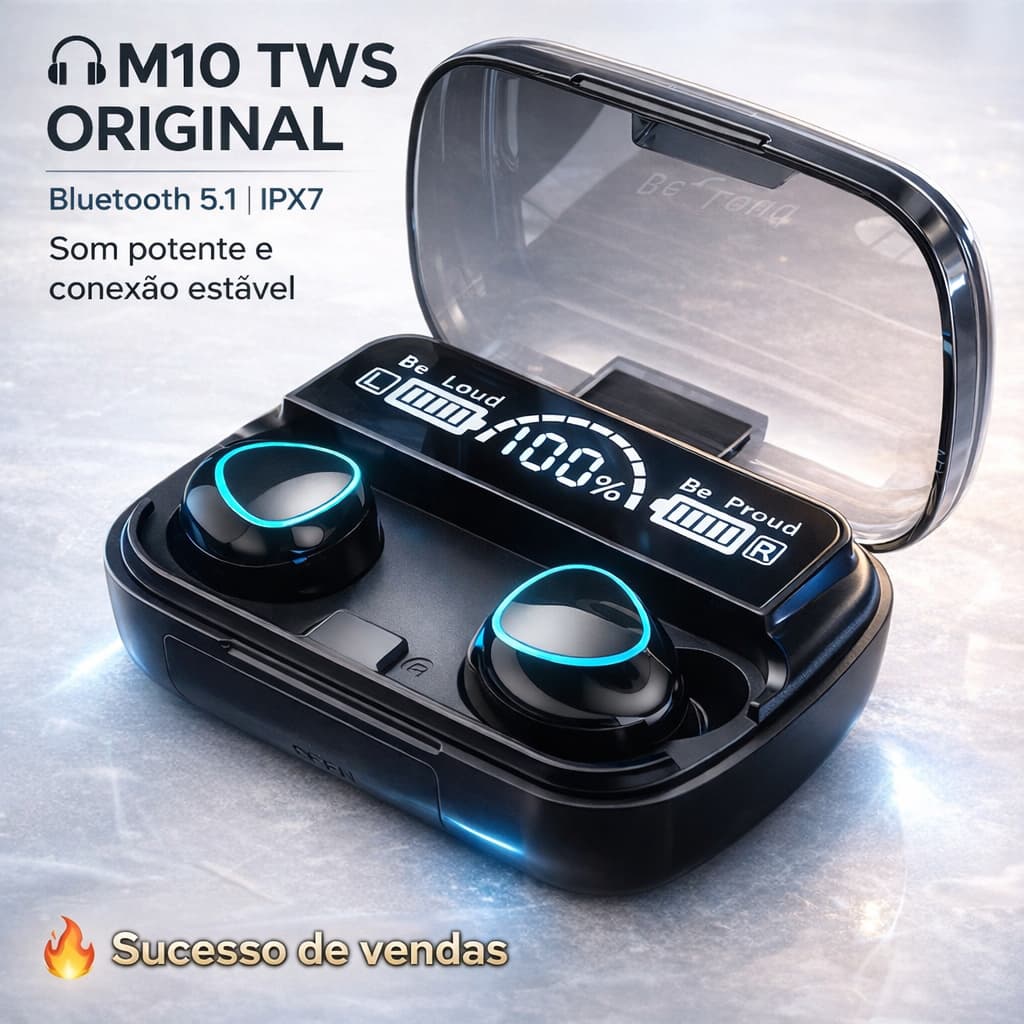 Fone M10 Fone De Ouvido Bluetooth Sem Fio Sem Fio Tws Estéreo Power Bank