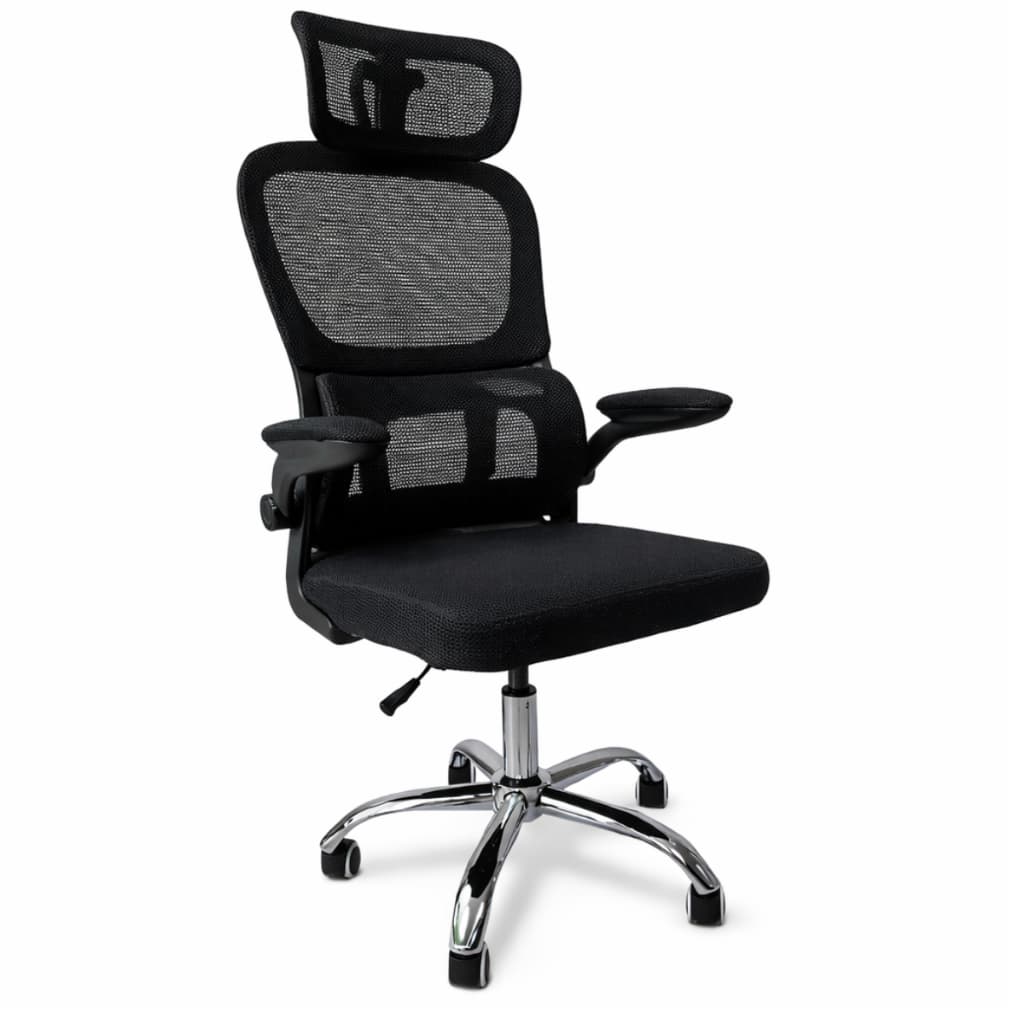 Cadeira Escritório Ergonômica Athenas Cor Preto Com Suporte Lombar Estofado Mesh Suporta até 150Kg