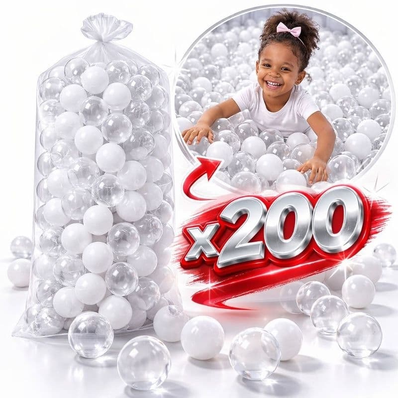 Bolinhas para Piscina 200 Unidades Transparente Branca 7cm diâmetro colorido Não Amassa 50/100/200 criança menino menina