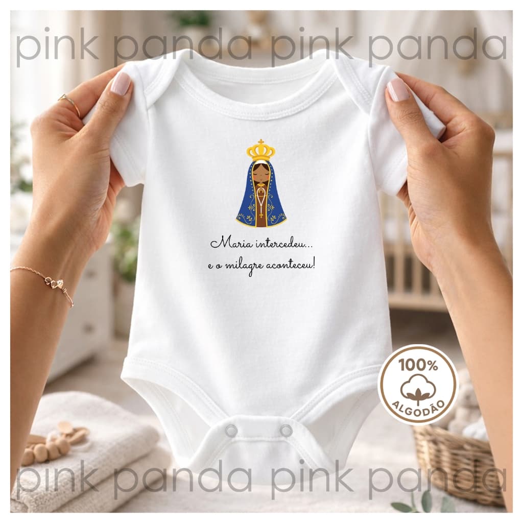 Body Bebê Frase "Maria intercedeu...e o milagre aconteceu!" Religioso Profético Revelação Gravidez