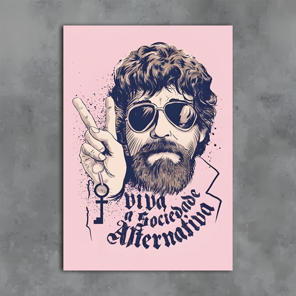 Quadro Decorativo Parede Raul Seixas MDF 3mm Adesivo Vinil Quadro Cantor Raul Seixas