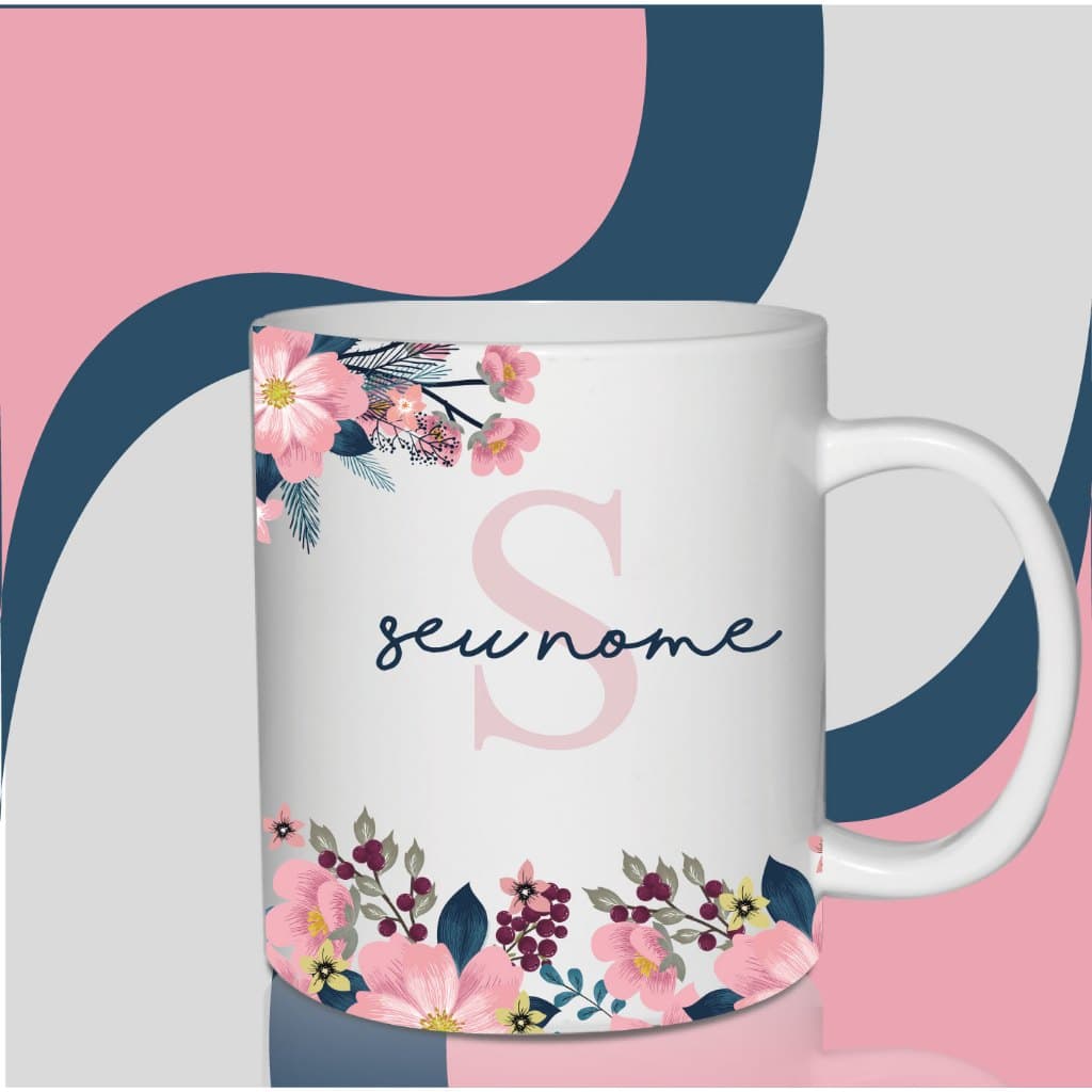 Caneca Xicara personalizada com seu nome e inicial 325ml
