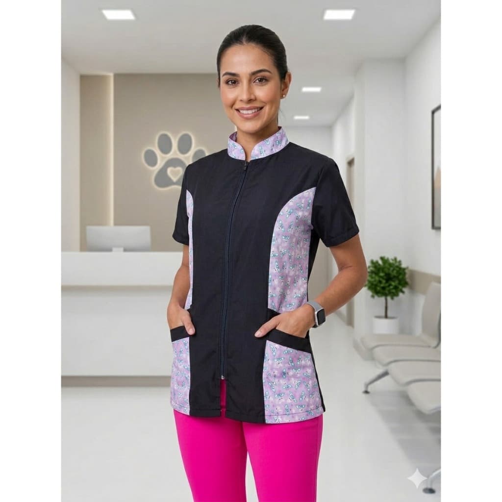 Jaleco Feminino Para Tosa com Bolso Anti Pelos Tosadora Resistente água