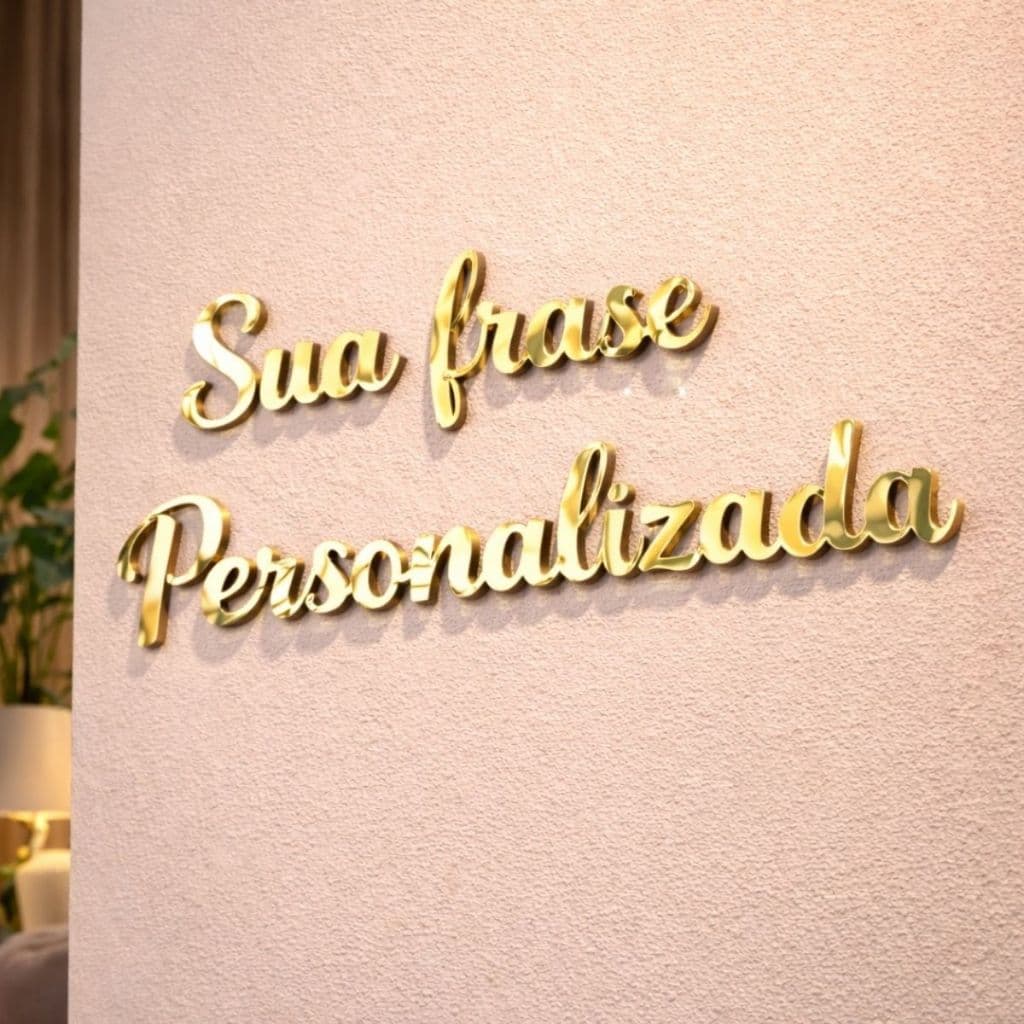 Frase Personalizada Em Acrílico Espelhado Detalhado Nomes Decoração Quarto Sala Escritório