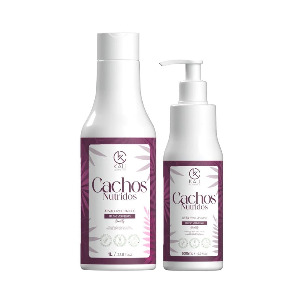 Kit Creme Cabelo Cacheado Ativador de Cachos 1L + Máscara Gelatina para Cabelo Cacheado 500g