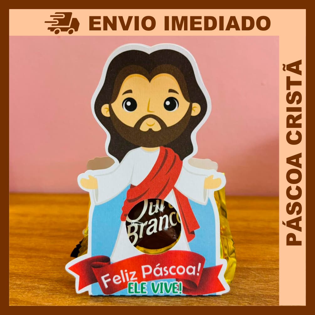 Kit 20 50 ou 100 Porta Bombom Jesus Páscoa Lembrancinha Cristã - ENVIO RÁPIDO - ATACADO IGREJAS