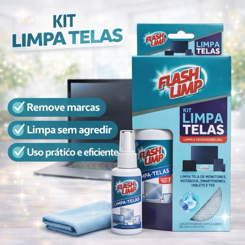 Kit Limpa Telas Flash Limp Spray 120ml Com Pano De Microfibra