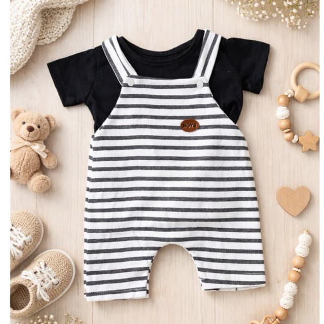Macacão para bebê menino listras Estilo Boyzinho