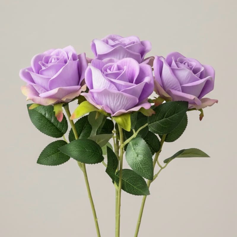 Rosas Lilás Veludo 53cm Kit 5 Botão 7cm | Flor Artificial para Casamento e Decoração