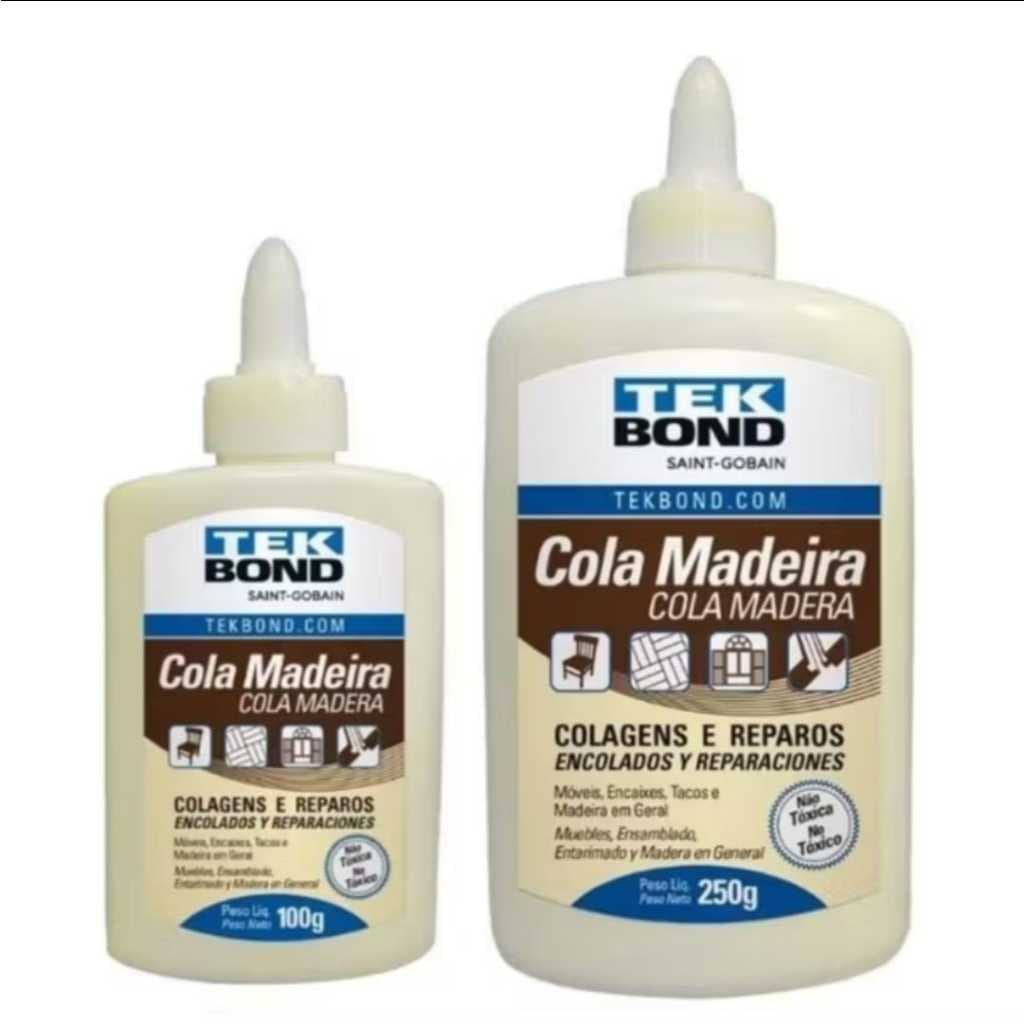 Cola Madeira 100g e 250g para montagens de objetos em madeiras, MDF, tecidos, couro, papelão Tekbond