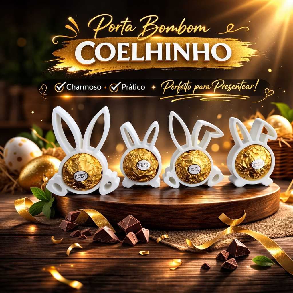 Porta Bombom Coelhinho Páscoa Compatível com Ferrero Rocher Kit Decorativo
