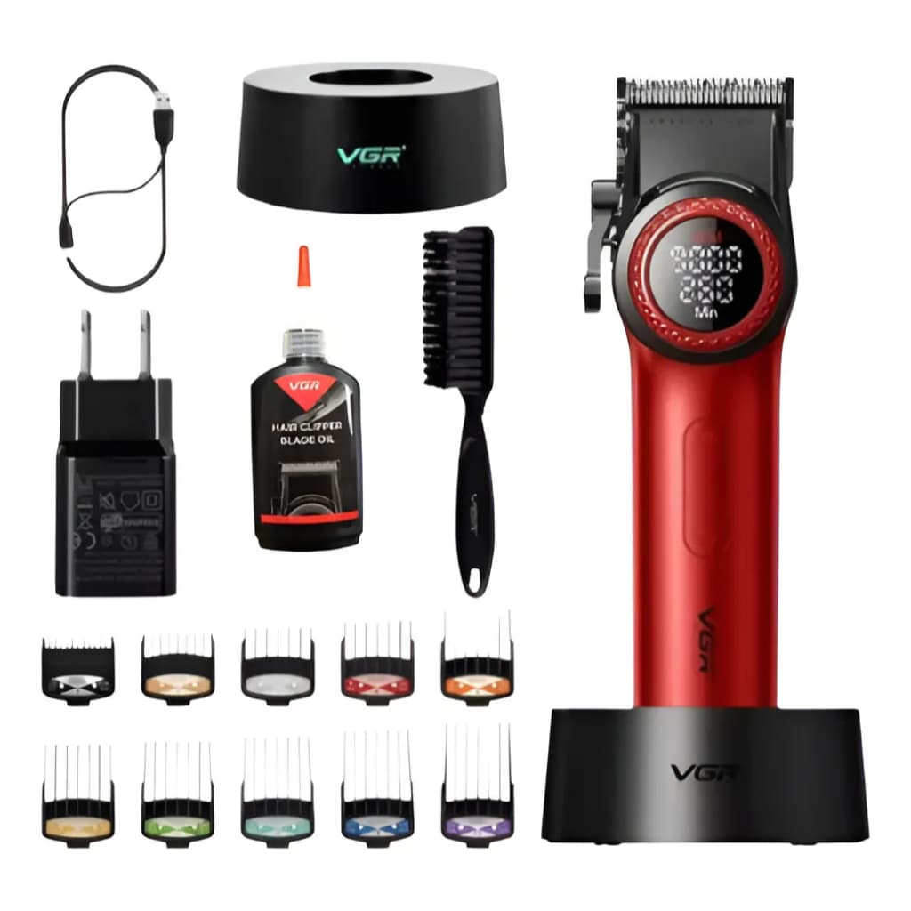 Máquina de cortar cabelo barba bigode VGR-001 VGR 0019000 RPM Profissional Fade  Bivolt Cor Vermelha
