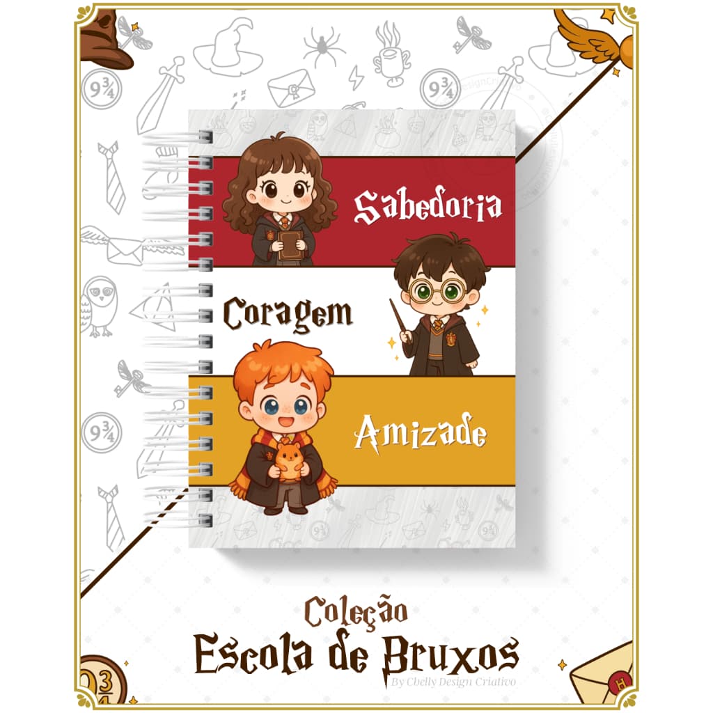 Caderno Harry Potter 100 folhas capa dura Escola de Bruxas