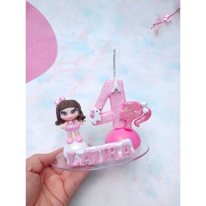 vela de biscuit da Barbie, brilho, glitter