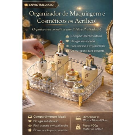 Caixa de armazenamento Acrílico Organizador de Maquiagem Cosméticos Perfumes Cesto Transparente Luxo