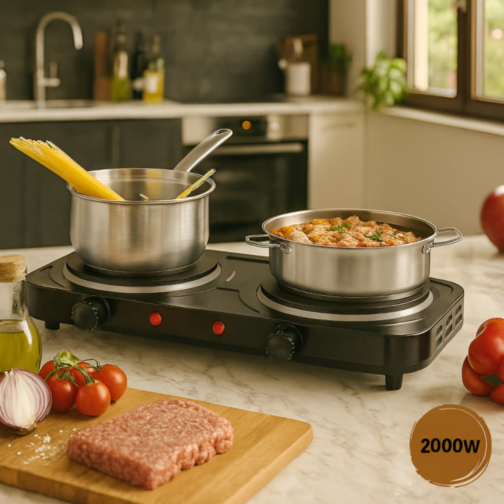 Fogão Fogareiro Elétrico Indução 1 ou 2 Bocas Portátil 2000W de Mesa Rápido Camping Cozinha
