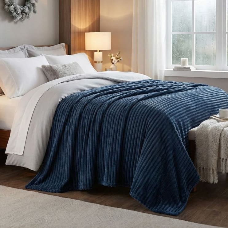 Coberta Queen Plush Canelada Super Macia Aconchegante Premium