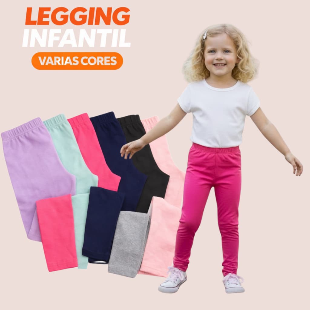 Kit 3 Legging Infantil Menina Tamanho 01 a 14 Anos Calça Escolar Confortável Roupas Leves Sortido
